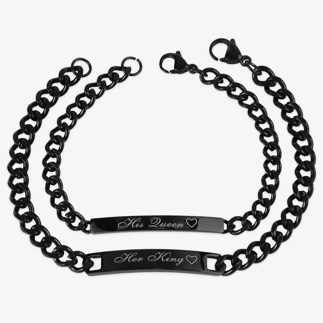 Personalized Black Couple Bracelets Set - Herzschmuck