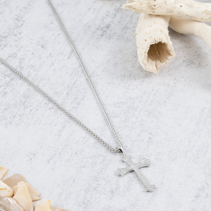 Silberne Kreuz Halskette für Herren mit massivem Anhänger - 925 Sterling Silber