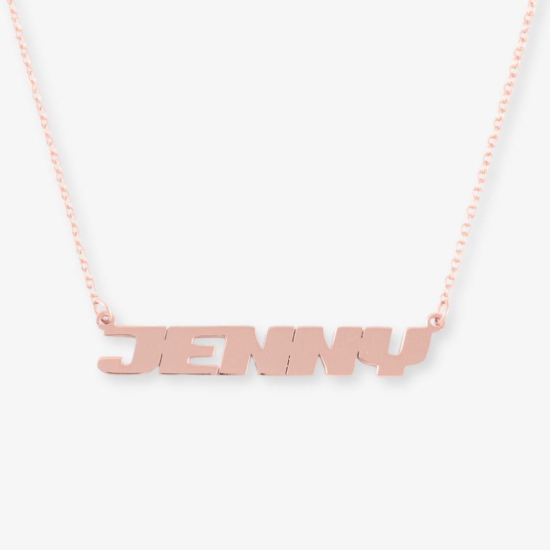 Modern Block Letter Name Necklace in 925 Sterling Silver