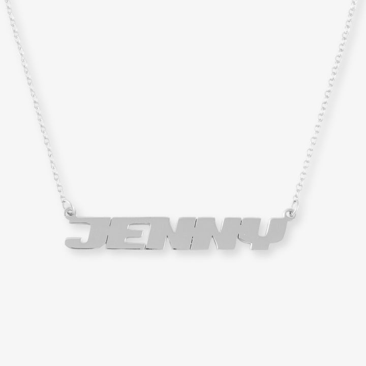 Collier Moderne avec Nom en Lettres Bloc en Argent Sterling 925