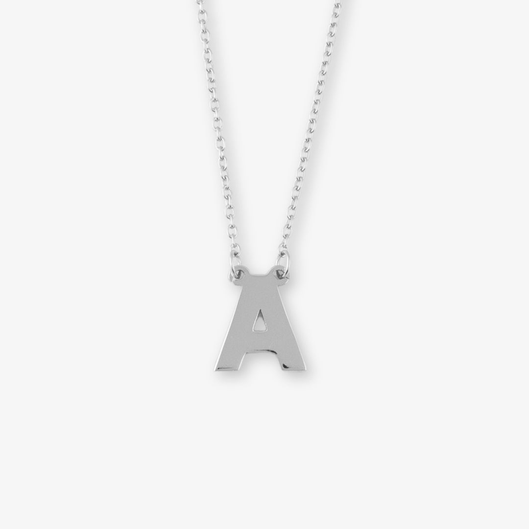 Simple Letter Necklace in 925 Sterling Silver - 40+5CM - (Letter: 10MM height)