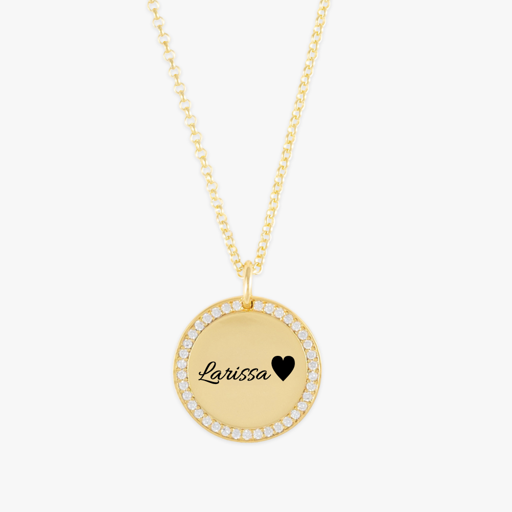 Crystal-Encrusted Name Medallion Necklace - Herzschmuck