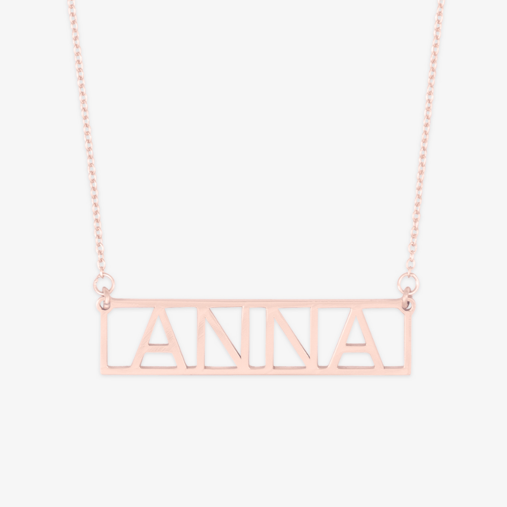 Framed Block Letter Name Necklace - Herzschmuck