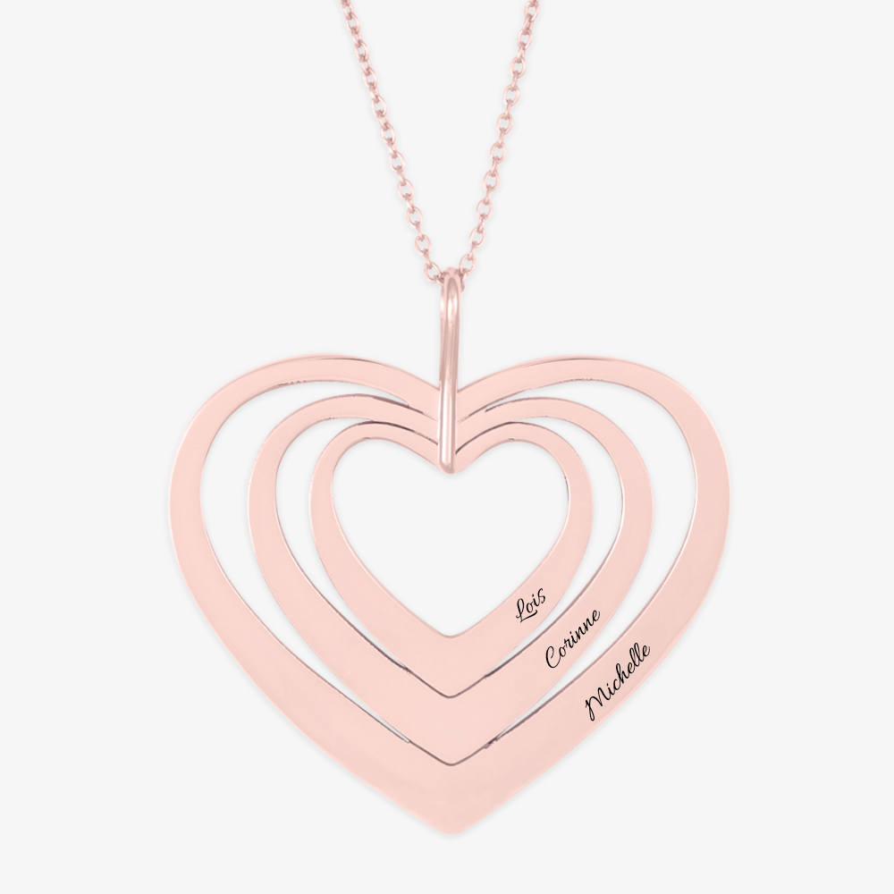 Triple Heart Nested Personalized Necklace - Herzschmuck