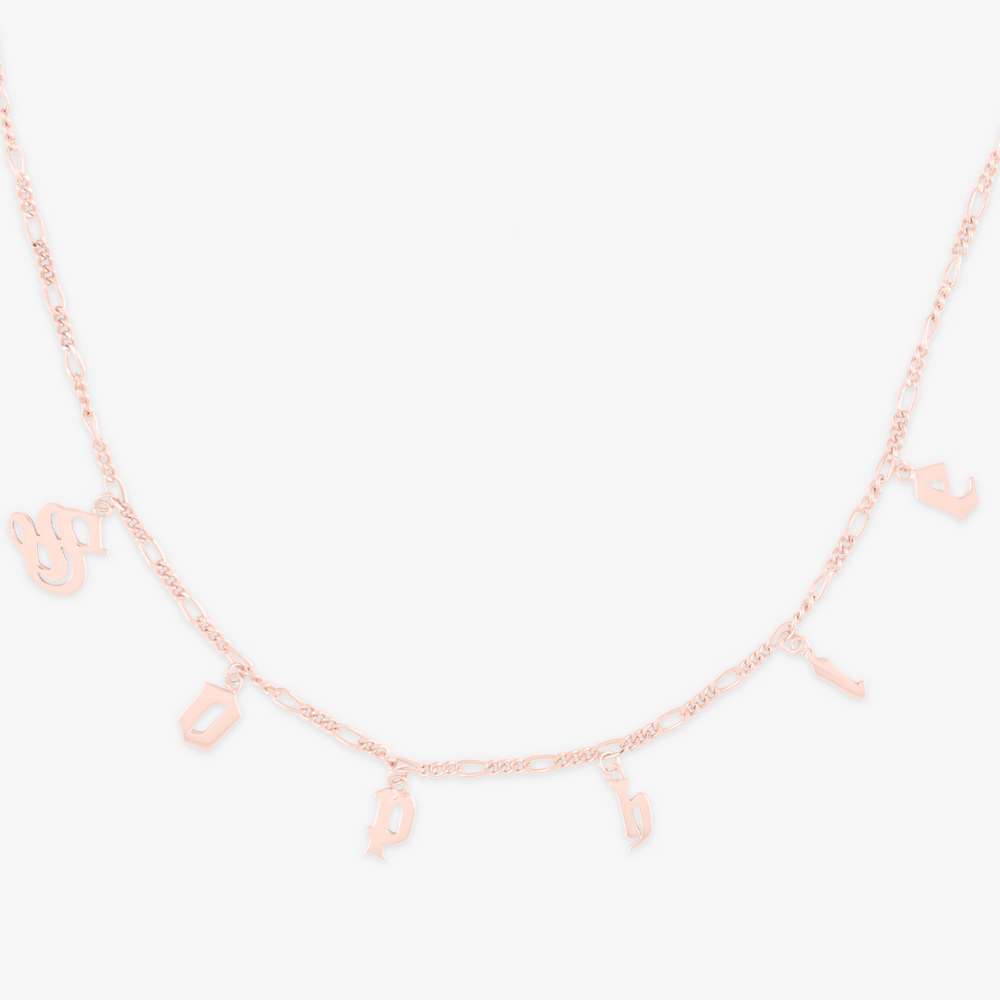 Gothic Initial Figaro Chain Necklace - Herzschmuck