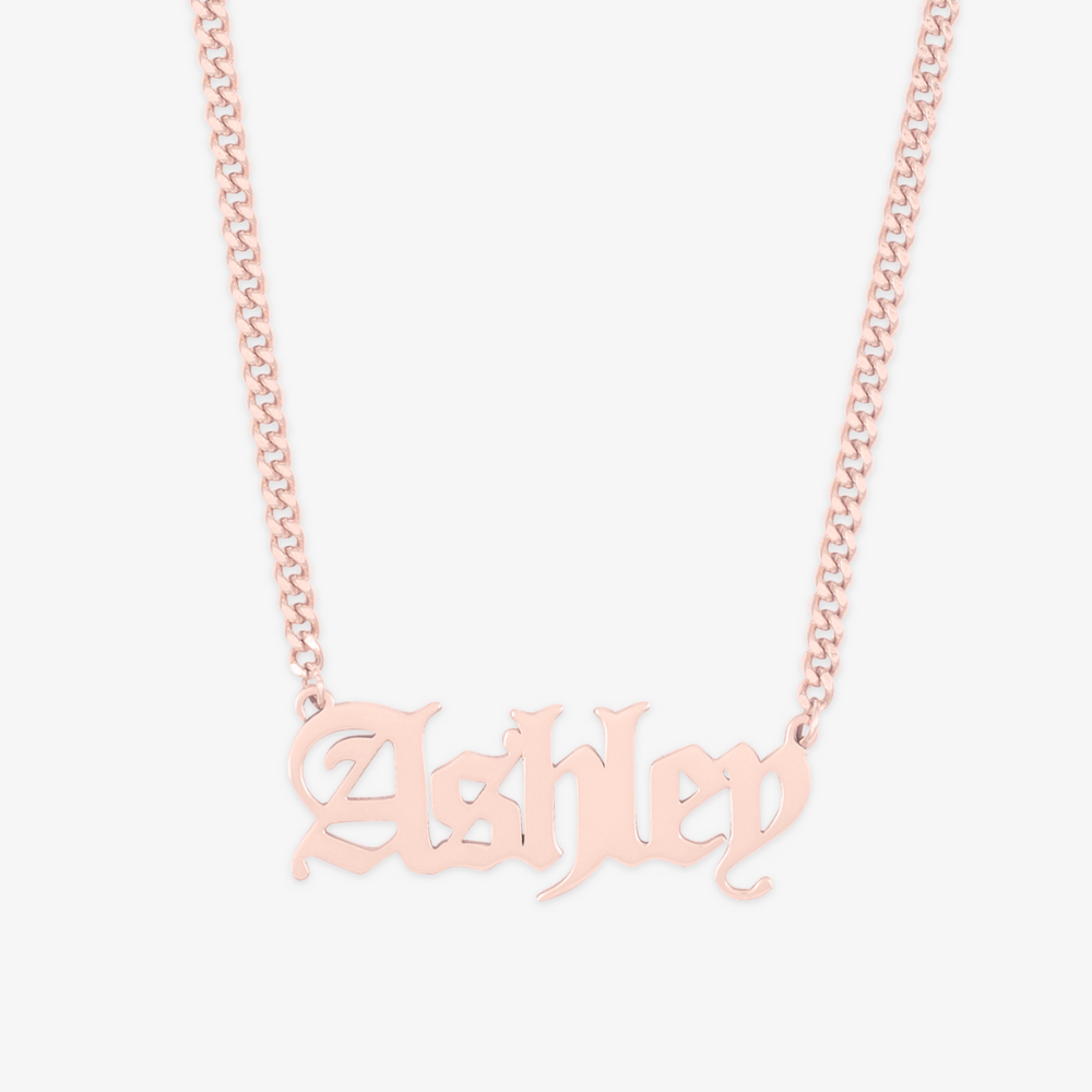 Thick Chain Gothic Name Necklace - Herzschmuck
