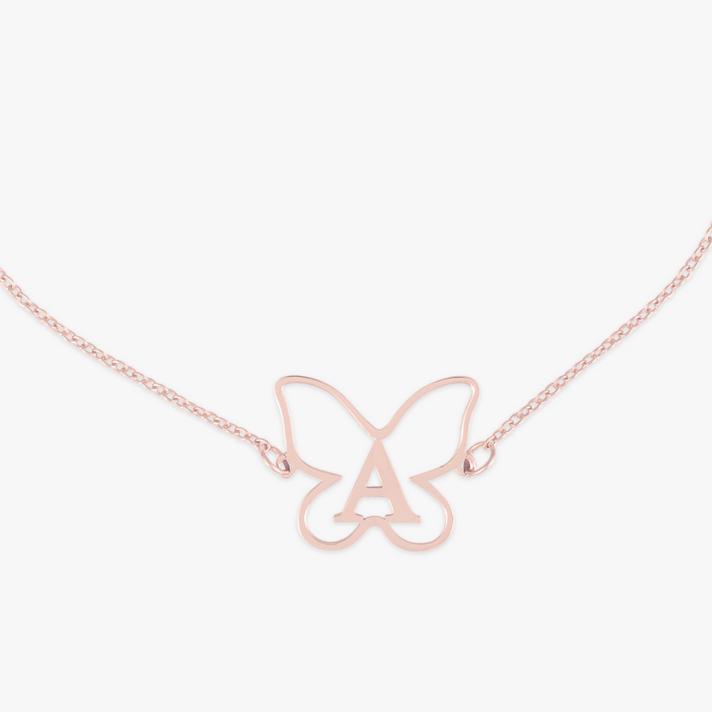 Butterfly Initial Necklace - Herzschmuck