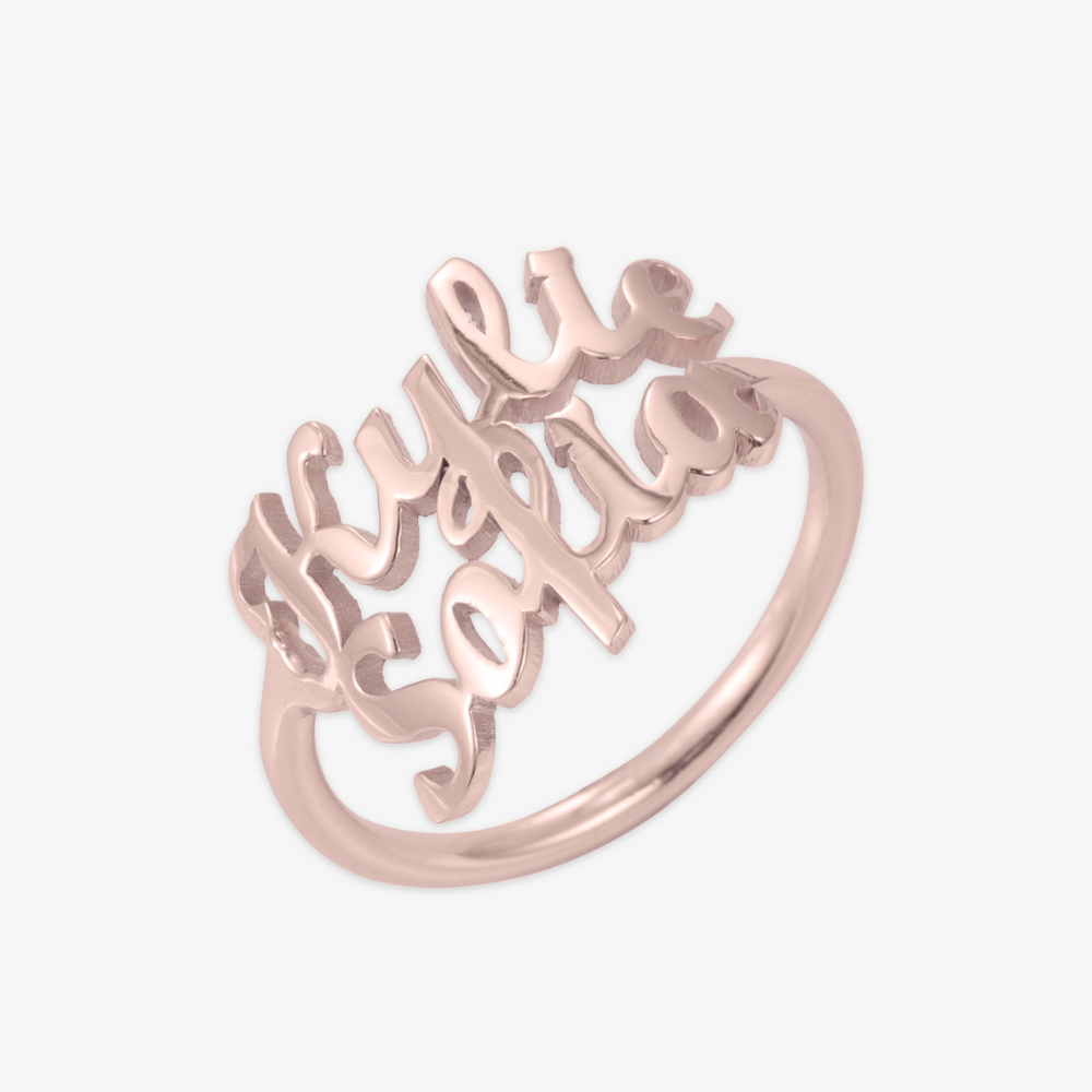 Dual Name Personalized Sterling Silver Ring - Herzschmuck