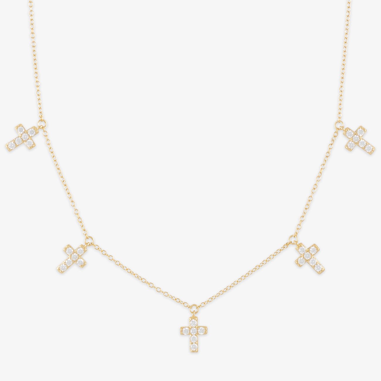 Mini Cross Crystal Sterling Silver Necklace - Herzschmuck Schweiz