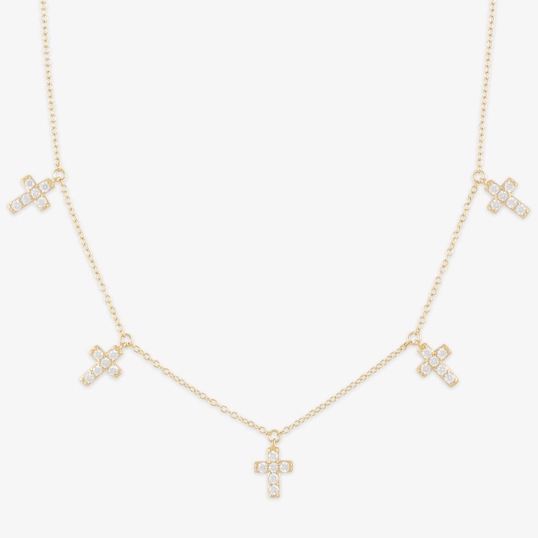 Mini Cross Crystal Sterling Silver Necklace - Herzschmuck