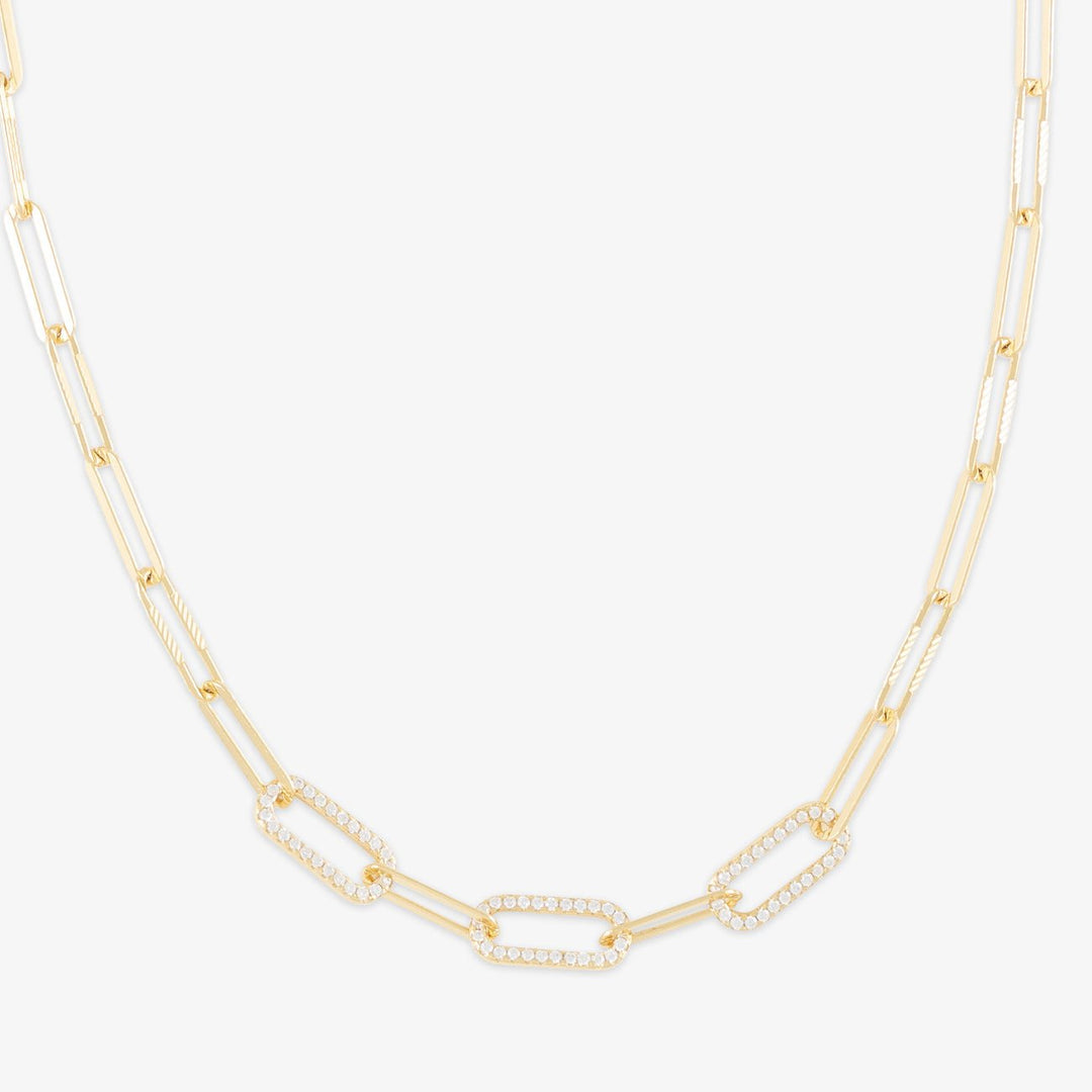 Linkchain Crystal Sterling Silver Necklace - Herzschmuck
