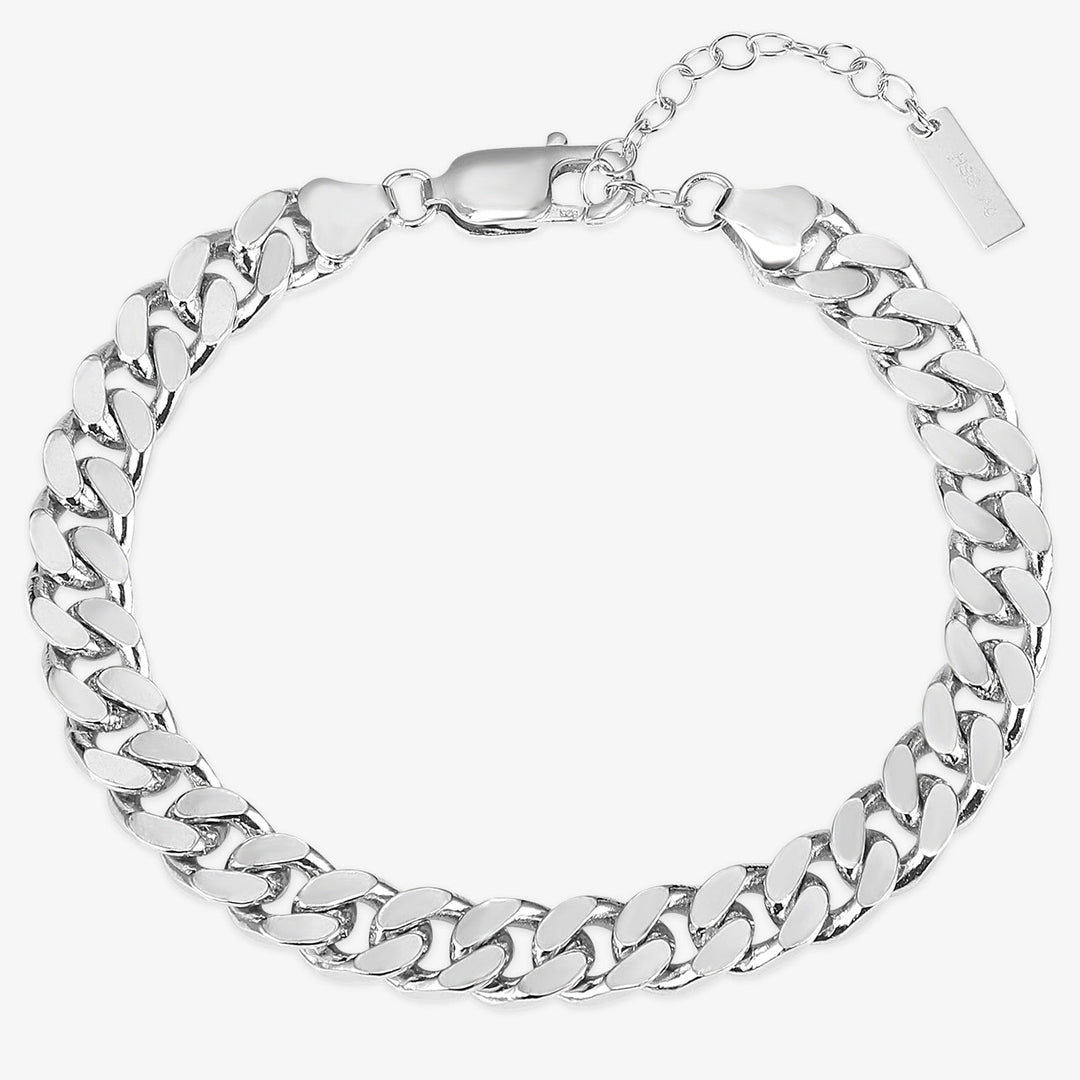 Curb Chain Sterling Silver Bracelet - Herzschmuck