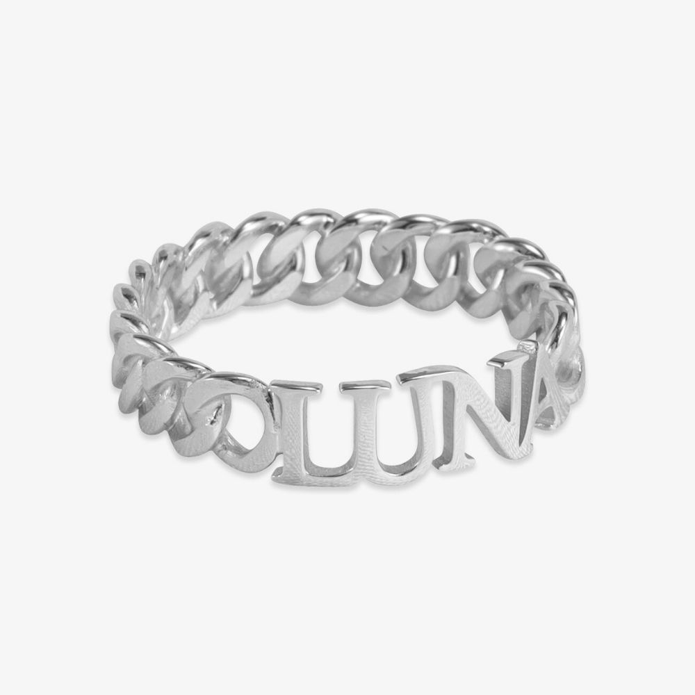 Personalized Curb Chain Ring - Herzschmuck
