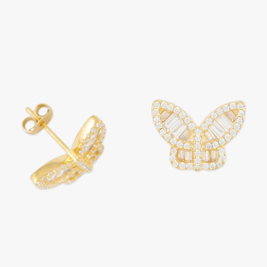 Crystal Butterfly Gold Earrings - Herzschmuck
