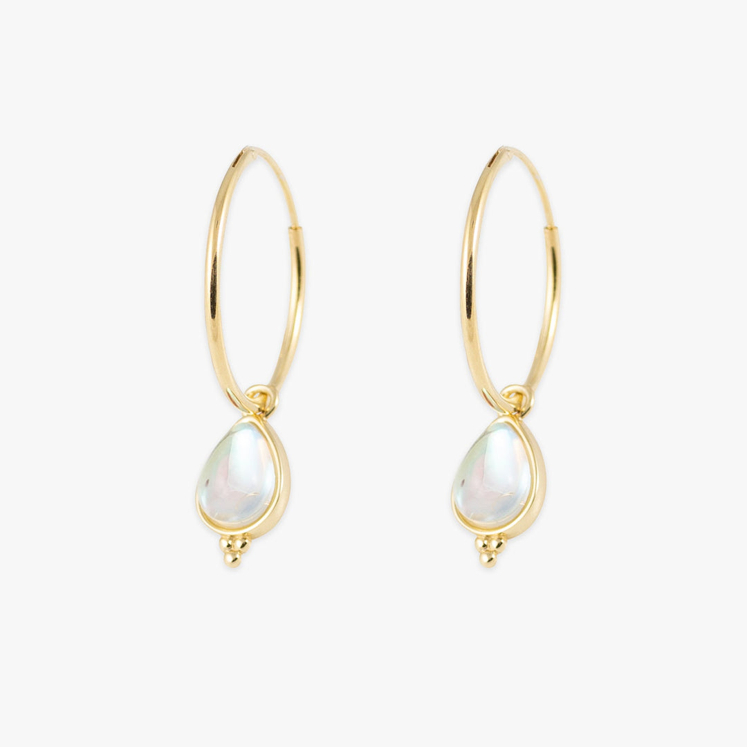 Loop Earrings with White Opal - Herzschmuck
