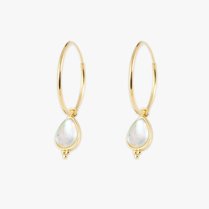 Loop Earrings with White Opal - Herzschmuck
