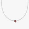 Charger l&#39;image dans la visionneuse de la galerie, Silver Tennis Necklace with Square White Zirconia Stones and Red Heart - Symbol of Love and Elegance - Herzschmuck Schweiz