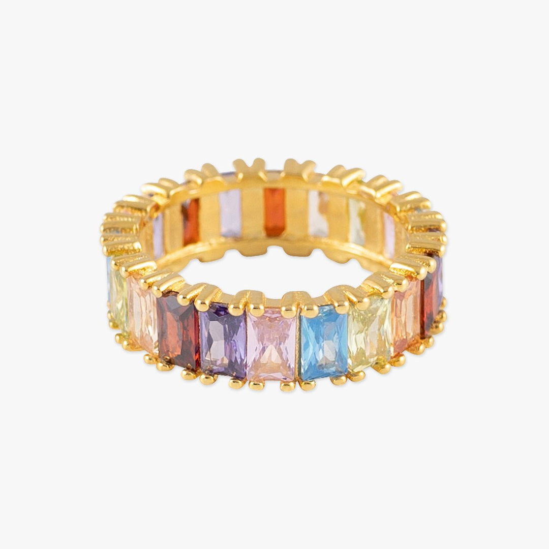 Colorful Zirconia Gold-Plated Ring - Herzschmuck