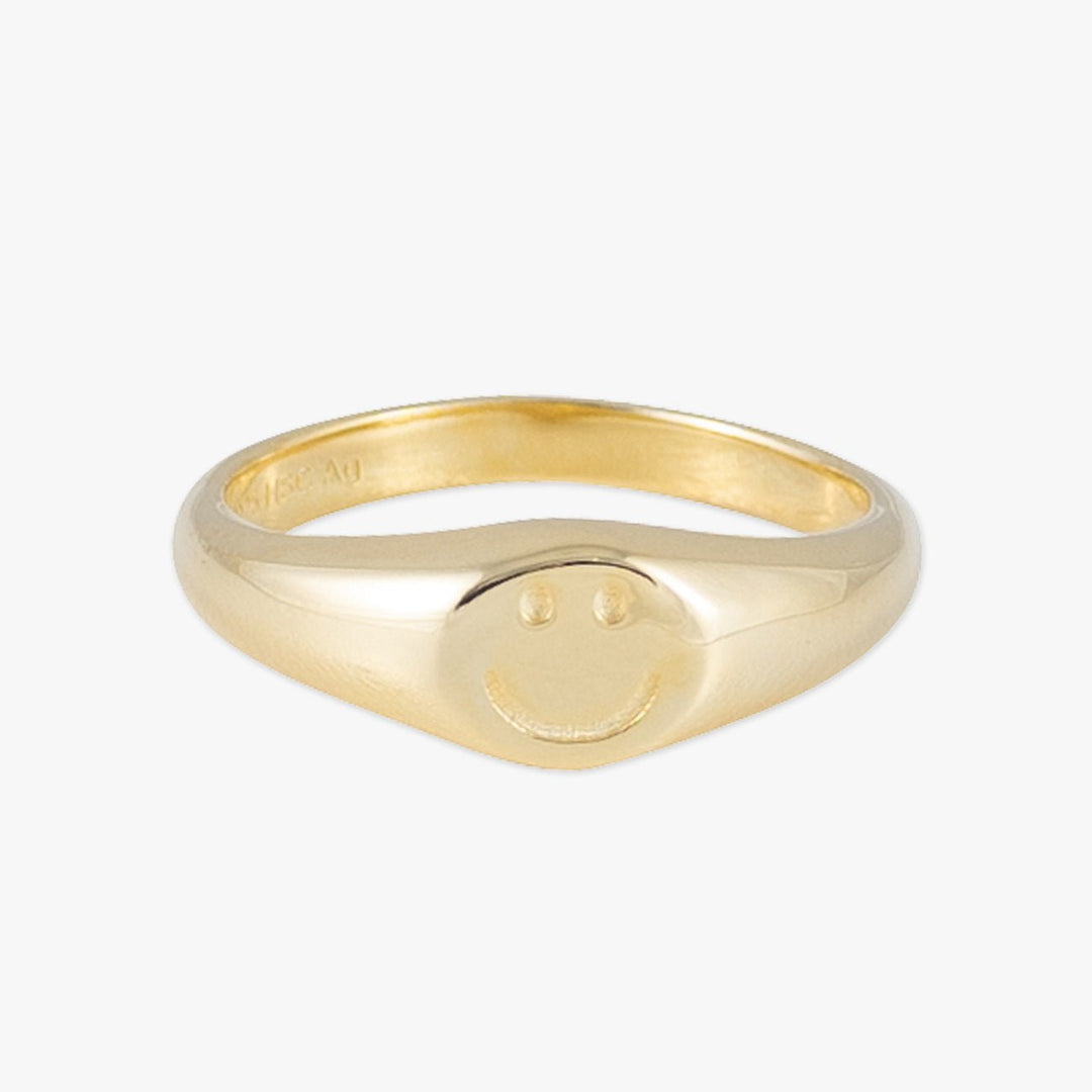 Gold Smiley Ring - Herzschmuck