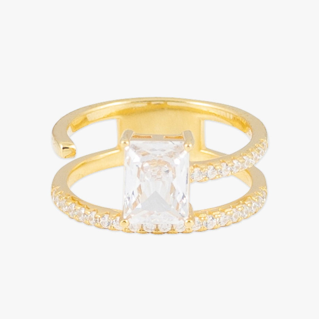 Radiant Crystal Gold Ring - Herzschmuck