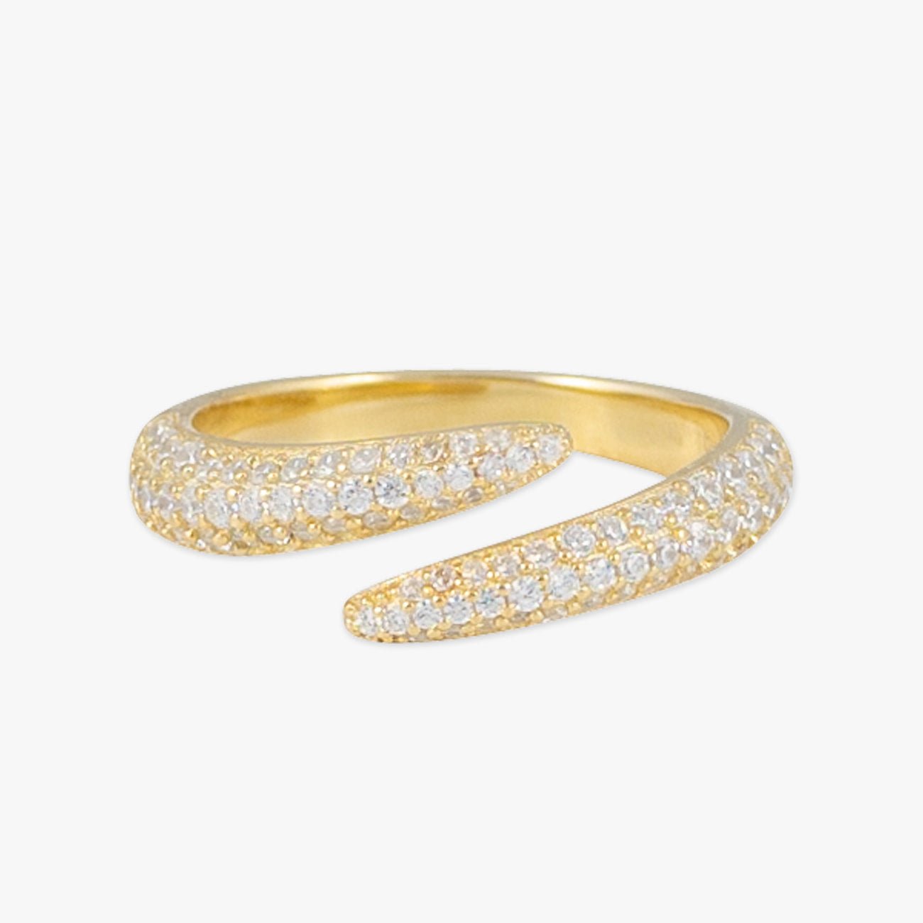 Luxurious Open Design Gold Ring with Zirconia Stones - Herzschmuck Schweiz