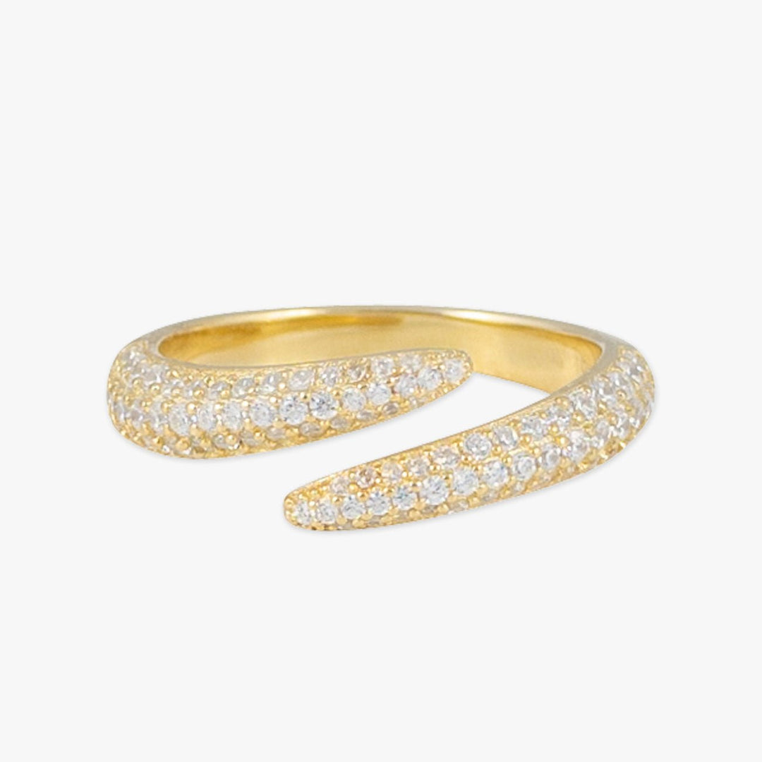 Luxurious Open Design Gold Ring with Zirconia Stones - Herzschmuck