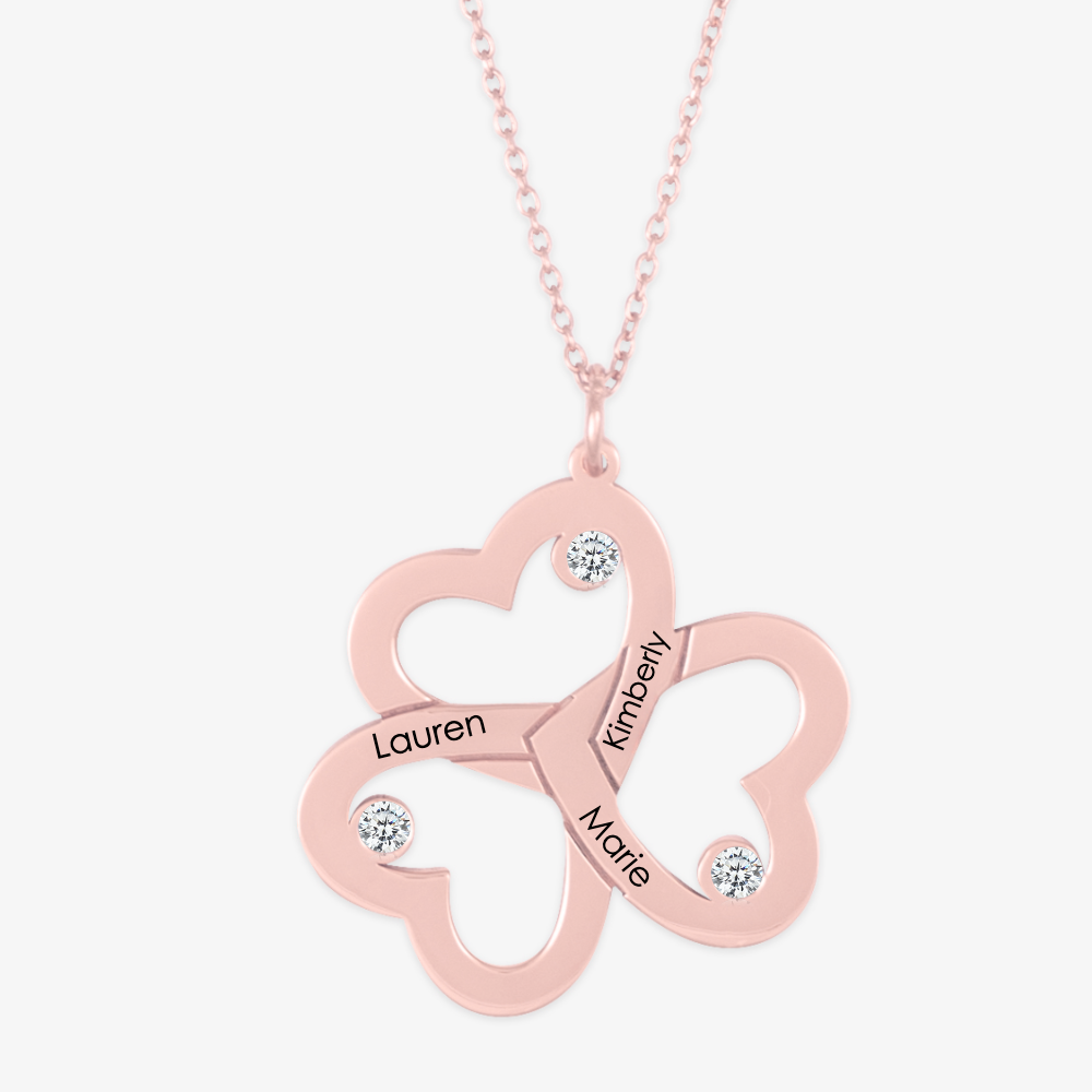 Tri-Heart Birthstone Personalized Necklace - Herzschmuck