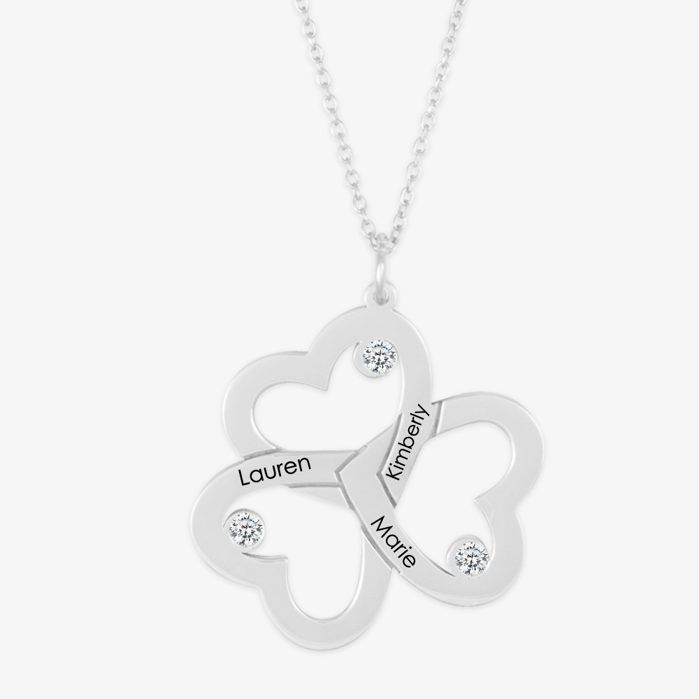 Tri-Heart Birthstone Personalized Necklace - Herzschmuck