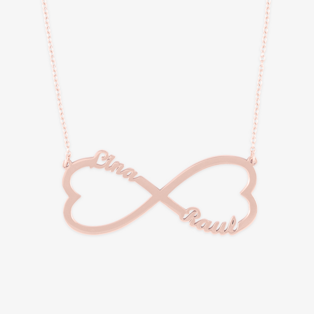 Heart-Edged Infinity Dual Name Necklace in Sterling Silver - Herzschmuck