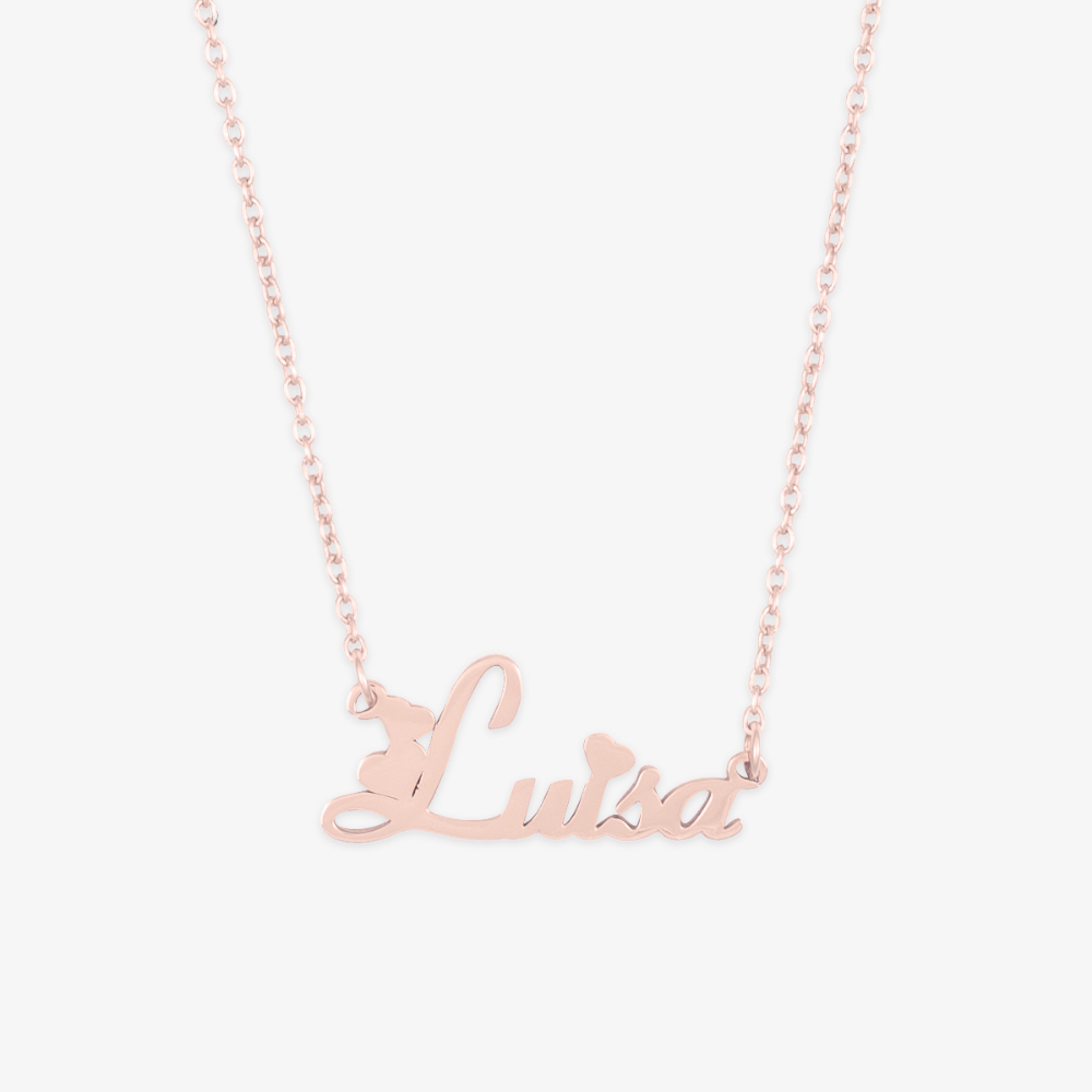 Heart-Adorned Cursive Name Necklace - Herzschmuck