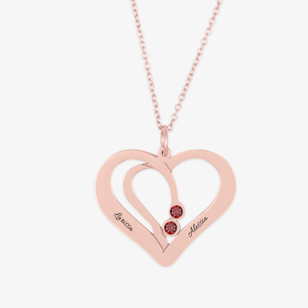 Intricate Dual-Engraved Hollow Heart Necklace - Herzschmuck