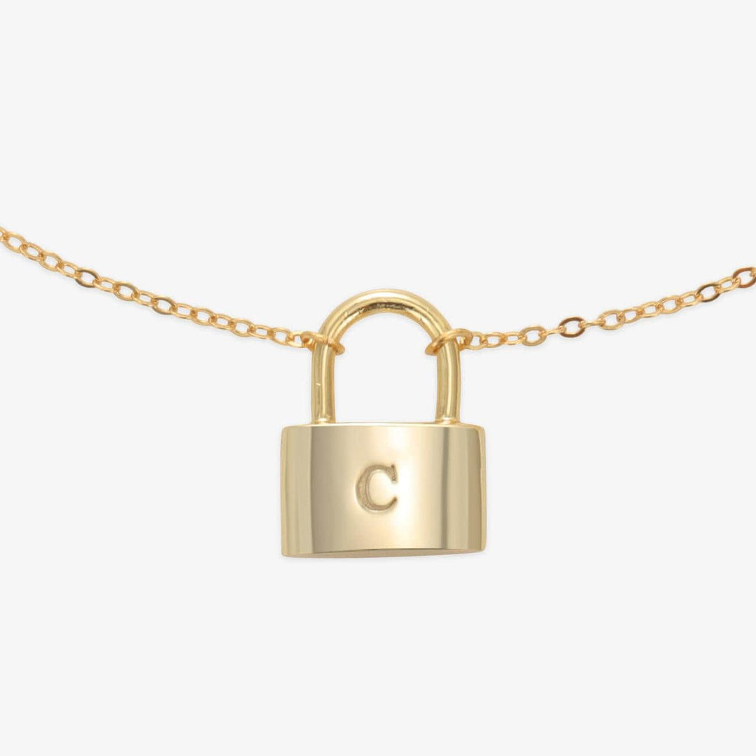 Elegant Lock Initial Necklace - Herzschmuck