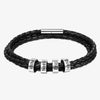 herzschmuck Bracelets Men's Quad Engraved Rings Leather Bracelet