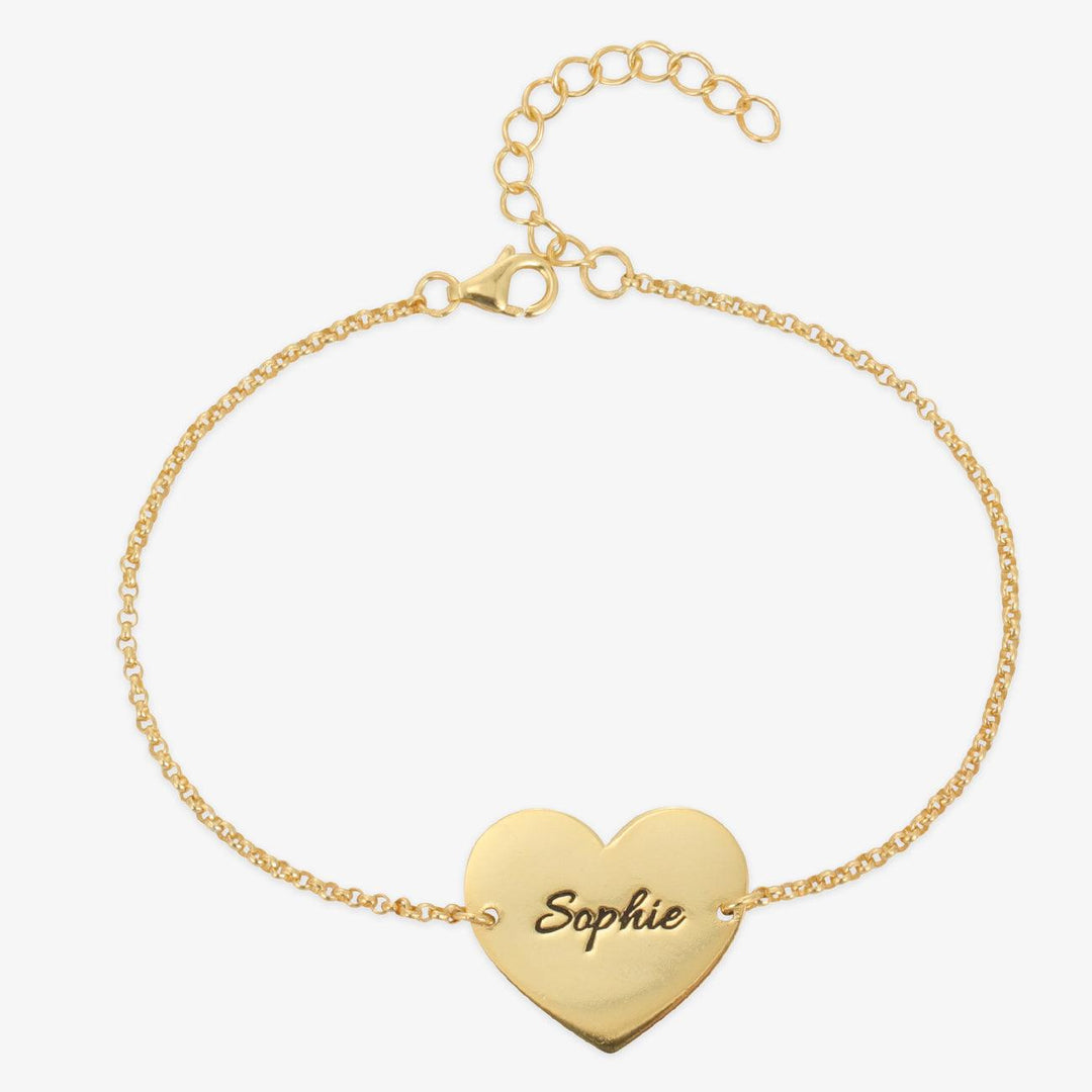 Personalized Heart Pendant Bracelet in Sterling Silver - Herzschmuck