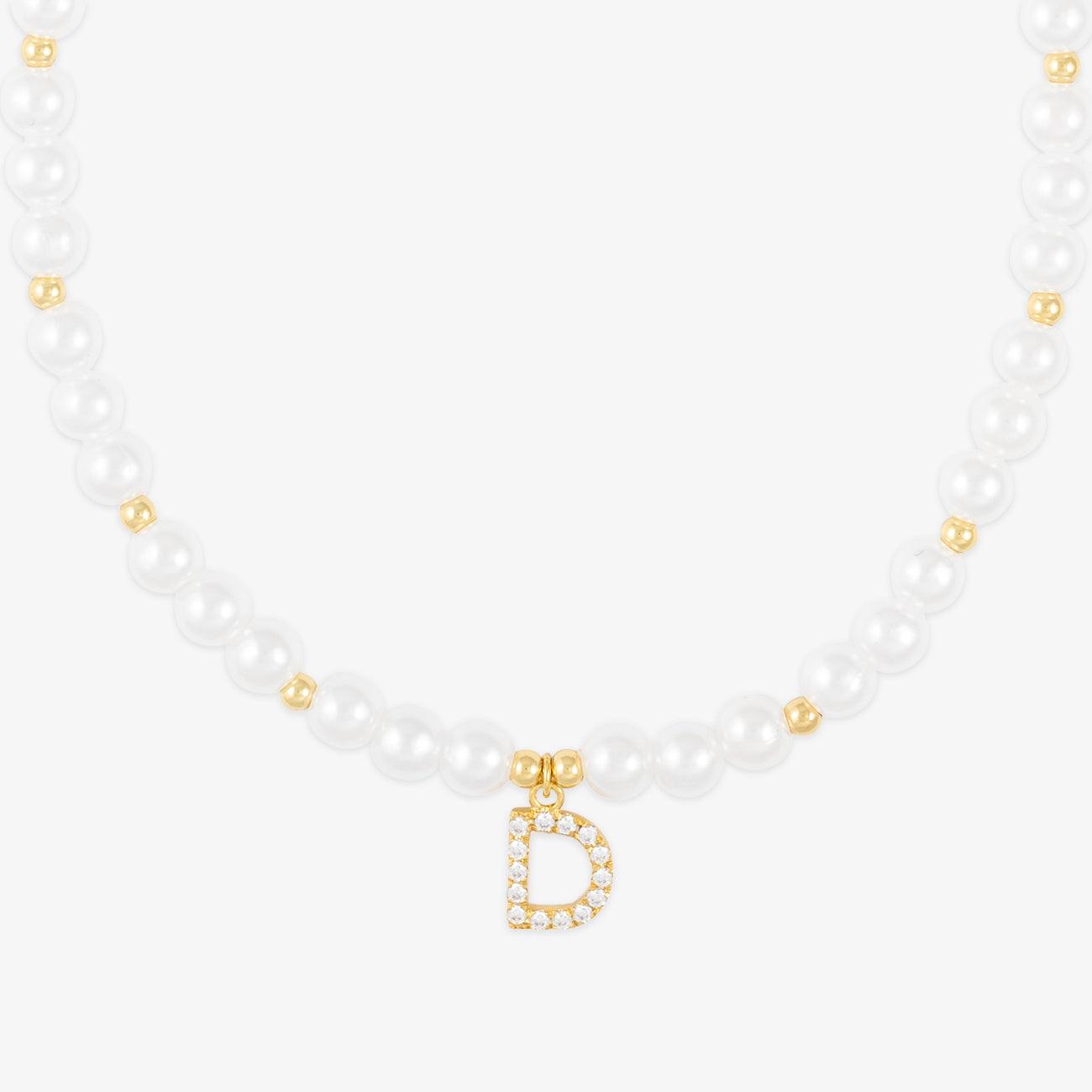 herzschmuck Elegant Pearl Necklace with Zirconia-Studded Initial