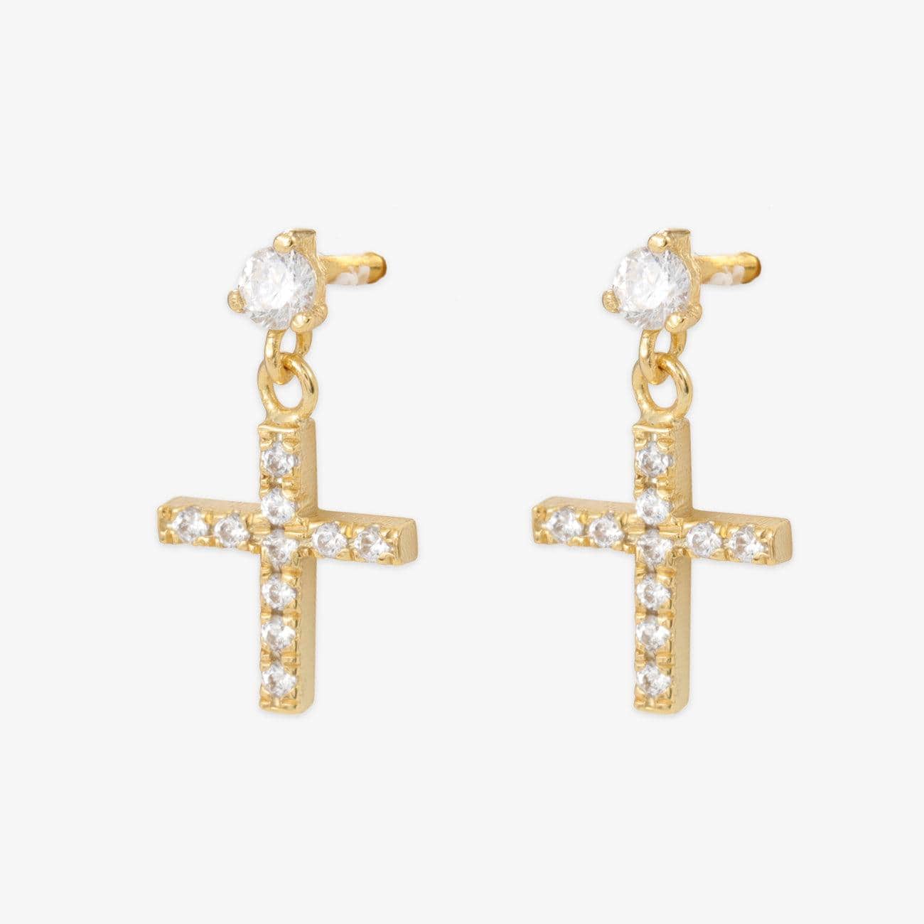 herzschmuck Elegant Zirconia-Encrusted Cross Earrings