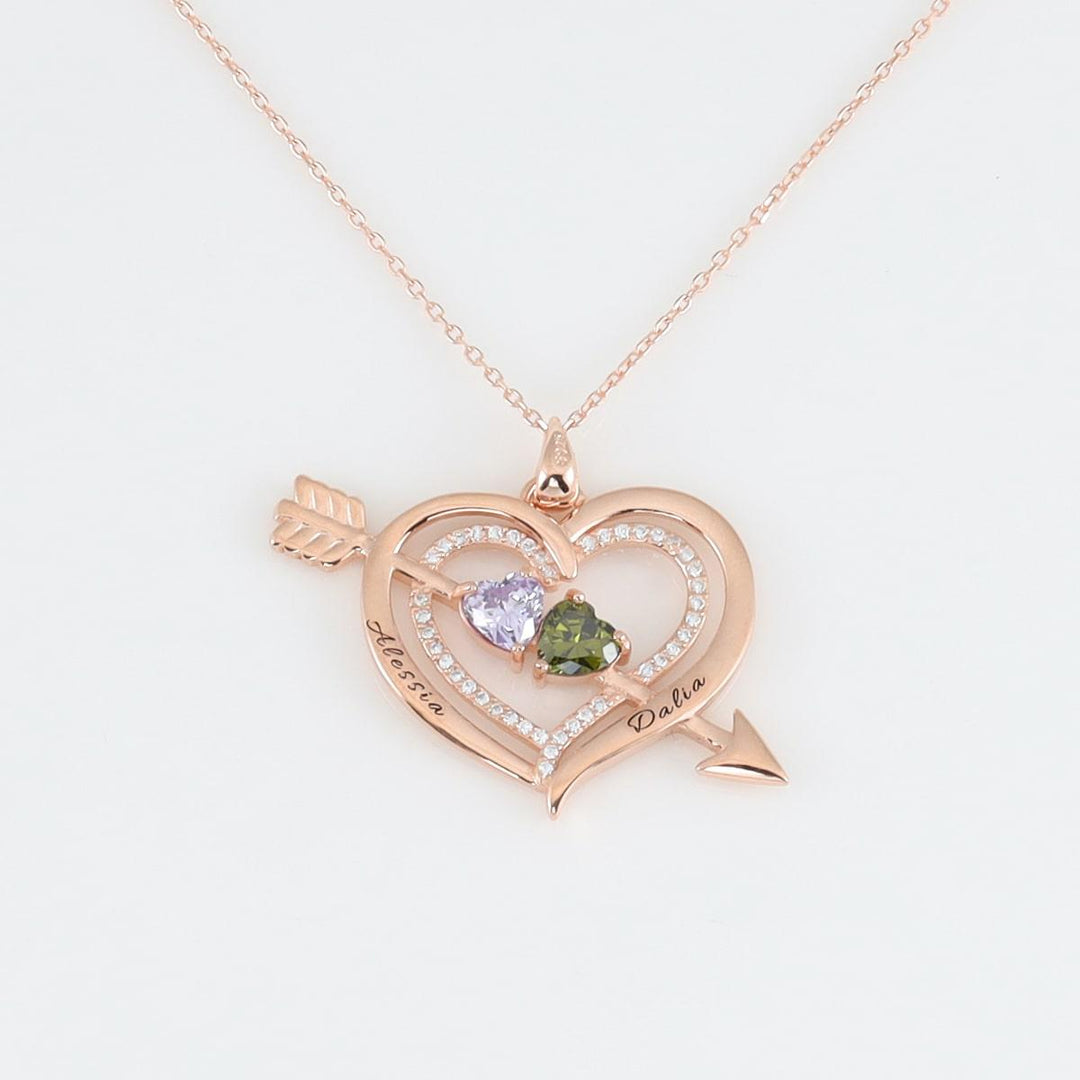 Dual Heart & Arrow Personalized Necklace - Herzschmuck