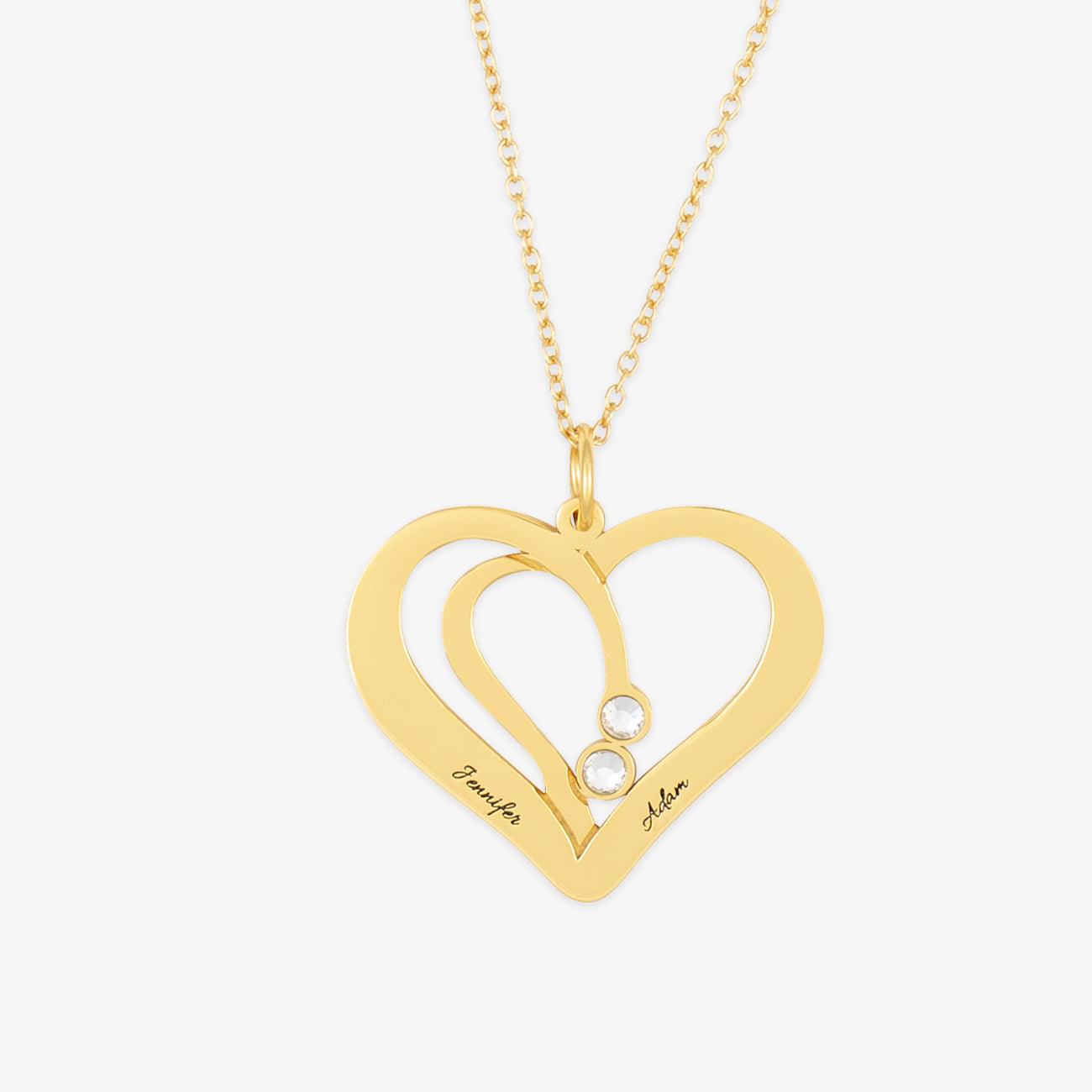 herzschmuck Engraved Necklaces Intricate Dual-Engraved Hollow Heart Necklace