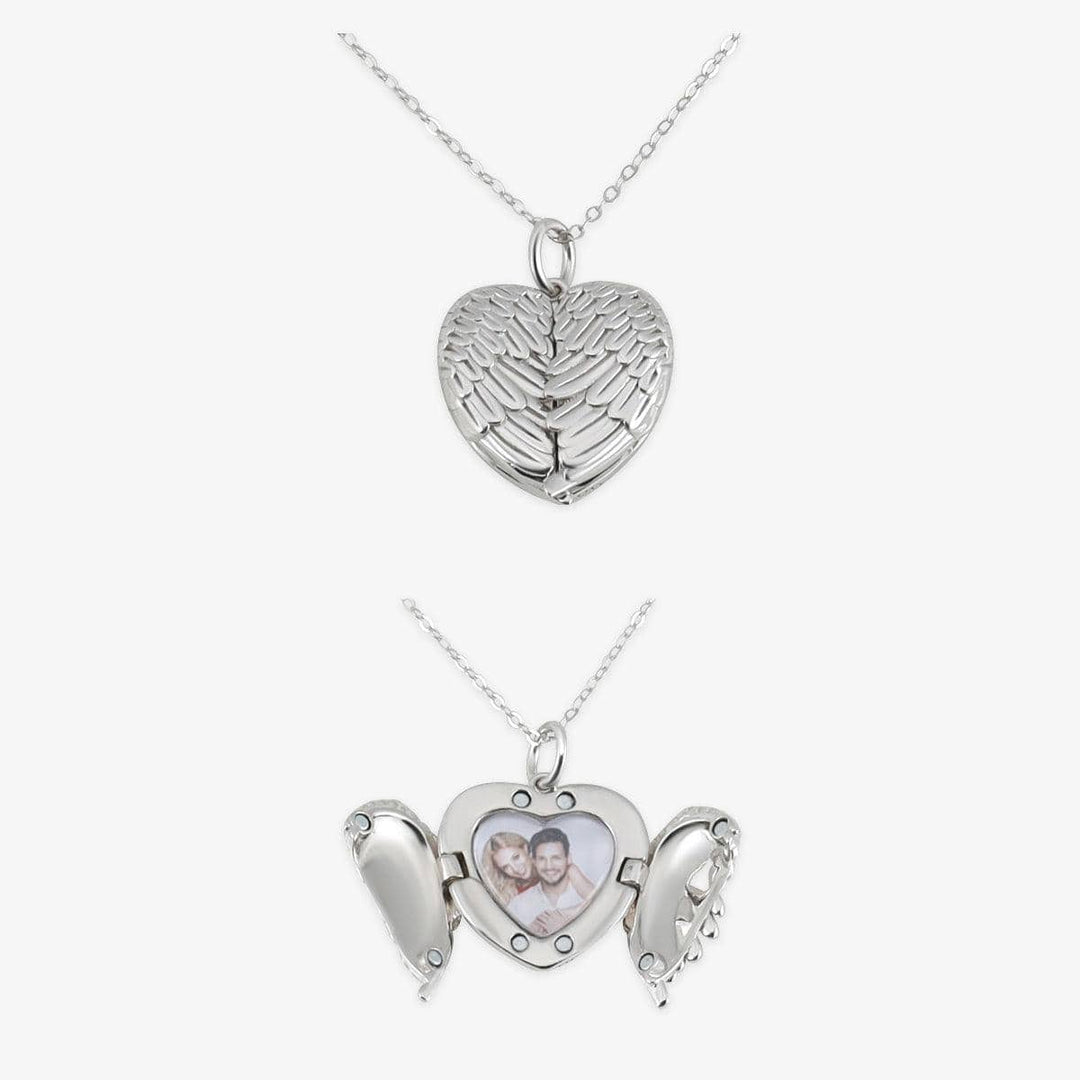 Personalized Angel Wing Heart Locket Necklace - Herzschmuck