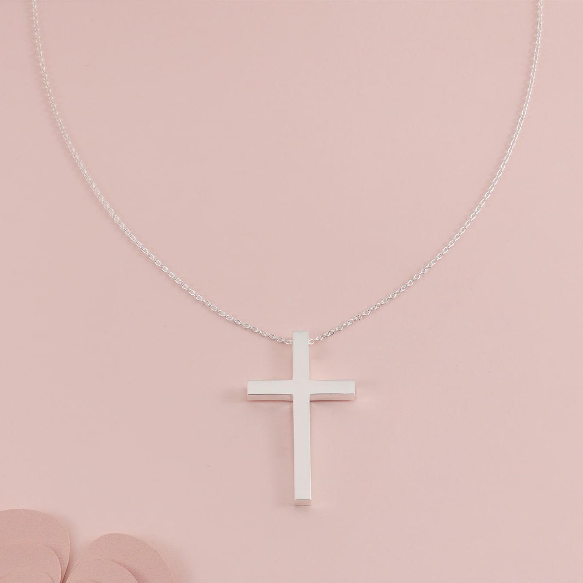 herzschmuck Engraved Necklaces Personalized Side-Engraved Cross Necklace