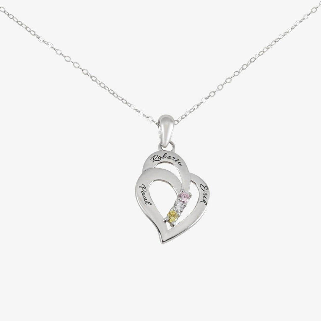 Triple Birthstone & Engraving Heart Necklace - Herzschmuck