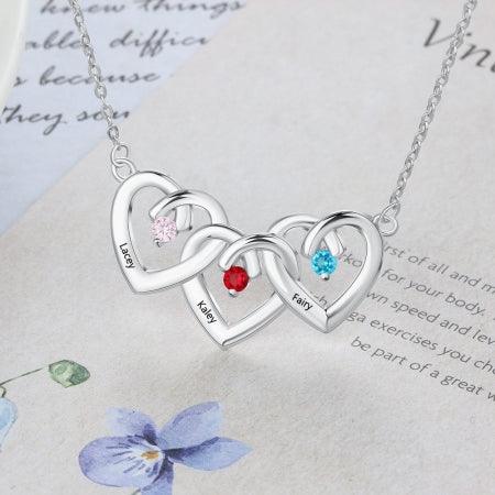 Triple Heart Interlinked Personalized Necklace - Herzschmuck