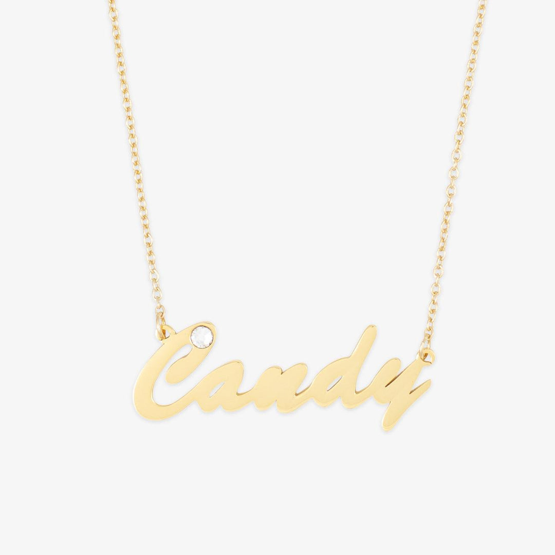 Candy Style Name Necklace with Zirconia - Herzschmuck