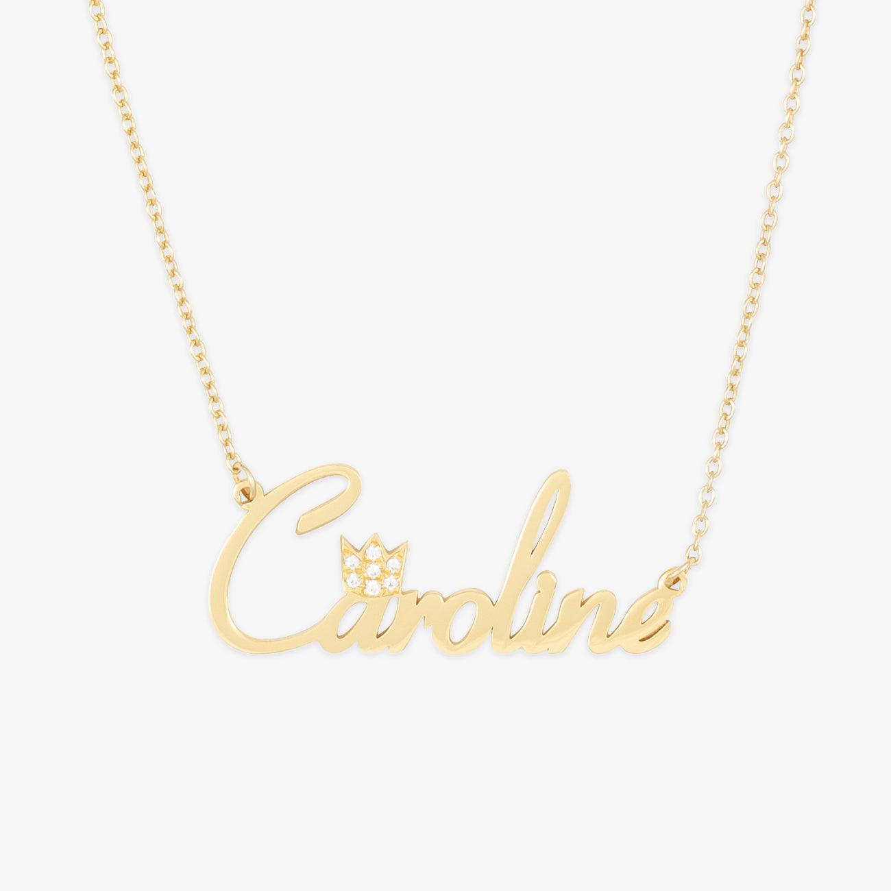 herzschmuck Name Necklaces Crowned Wonderful Letter Name Necklace