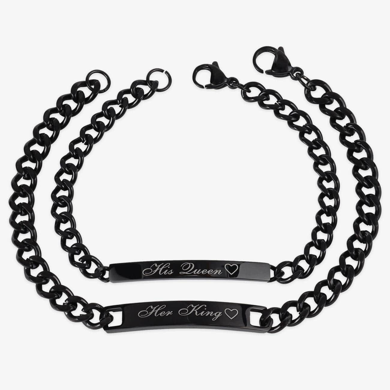 herzschmuck Personalized Black Couple Bracelets Set
