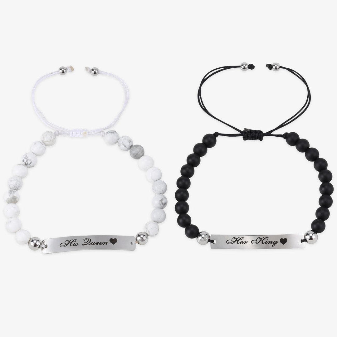 Personalized Pearl Couple Bracelets Set - Herzschmuck