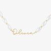 Signature Name Necklace with Oval Pearls  Herzschmuck