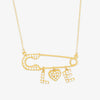 herzschmuck Tri-Initial Crystal Pin Necklace