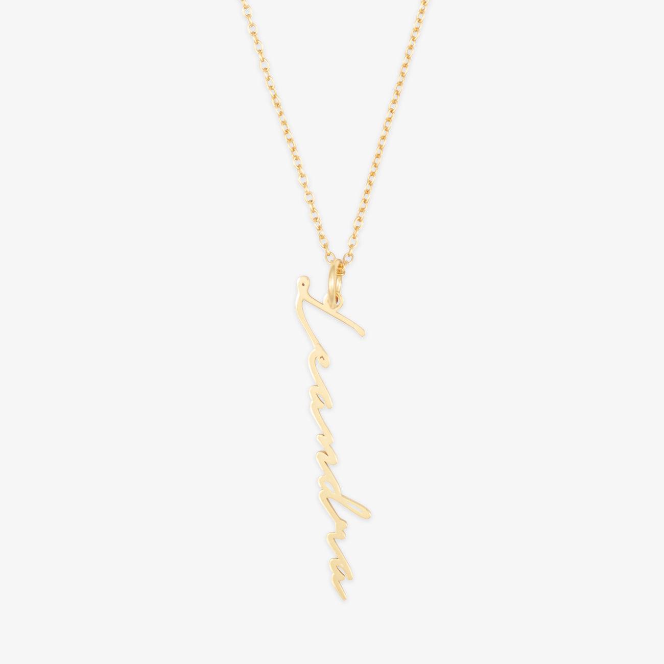 herzschmuck Vertical Signature Name Necklace in Sterling Silver