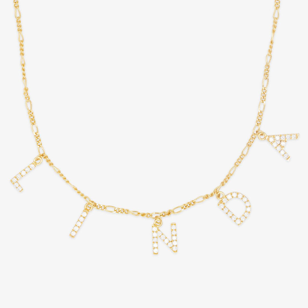 Zirconia-Embellished Modern Figaro Initial Necklace - Herzschmuck